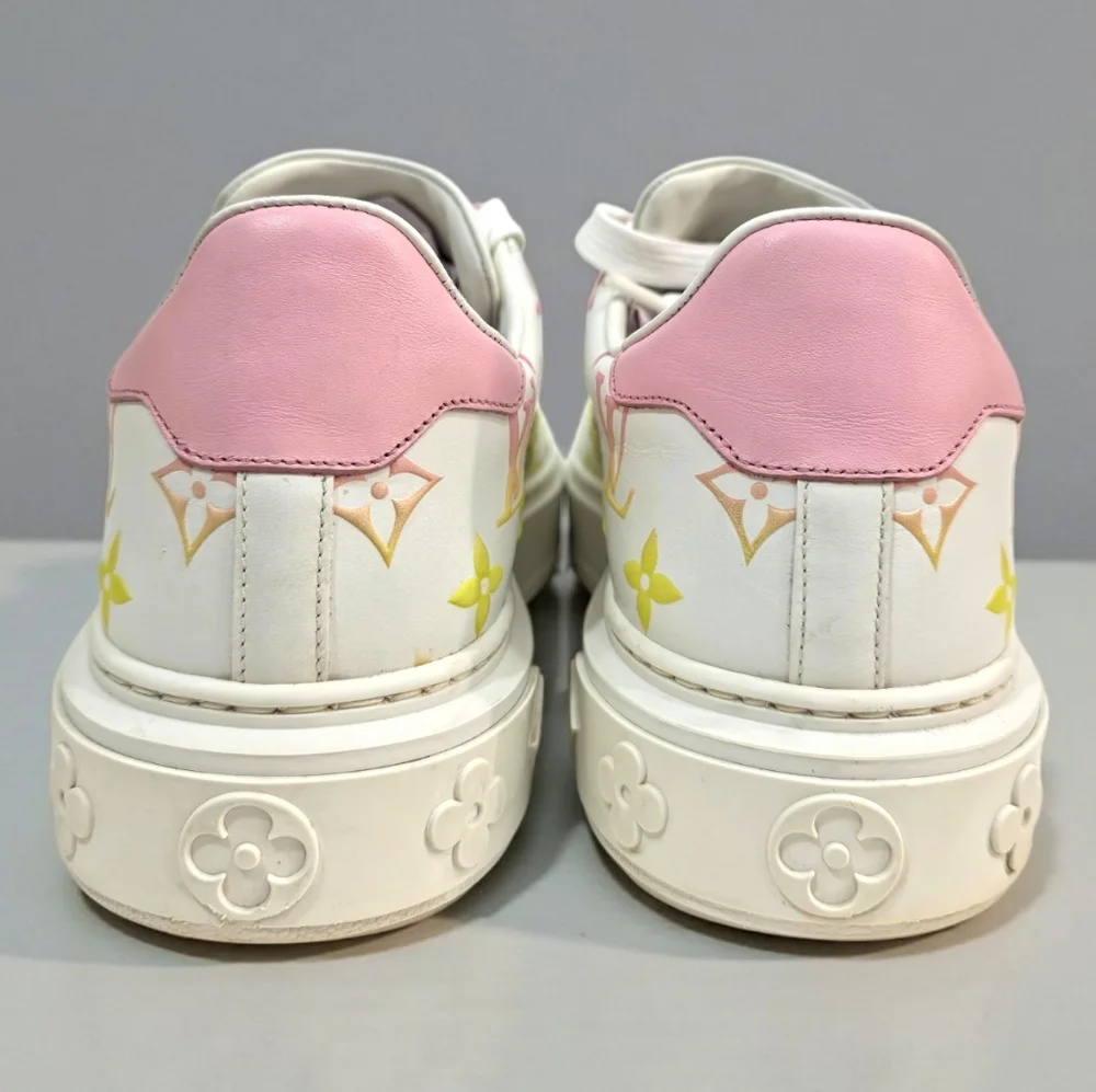 Louis Vuitton Time Out Sneaker Pastel Monogram White Pink Yellow Shoes